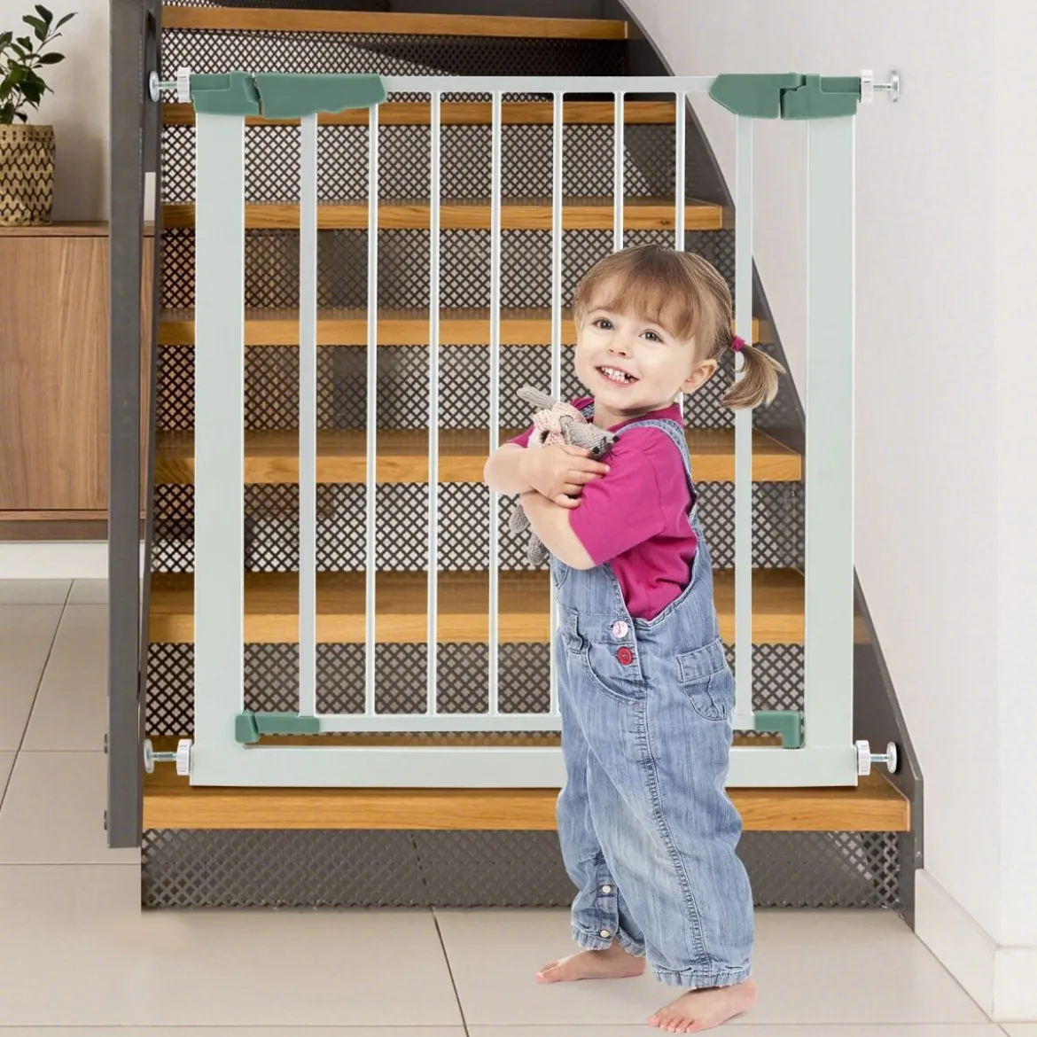 Türschutzgitter Baby 76-83 cm Sicherheitsgitter aus Metall Weiß