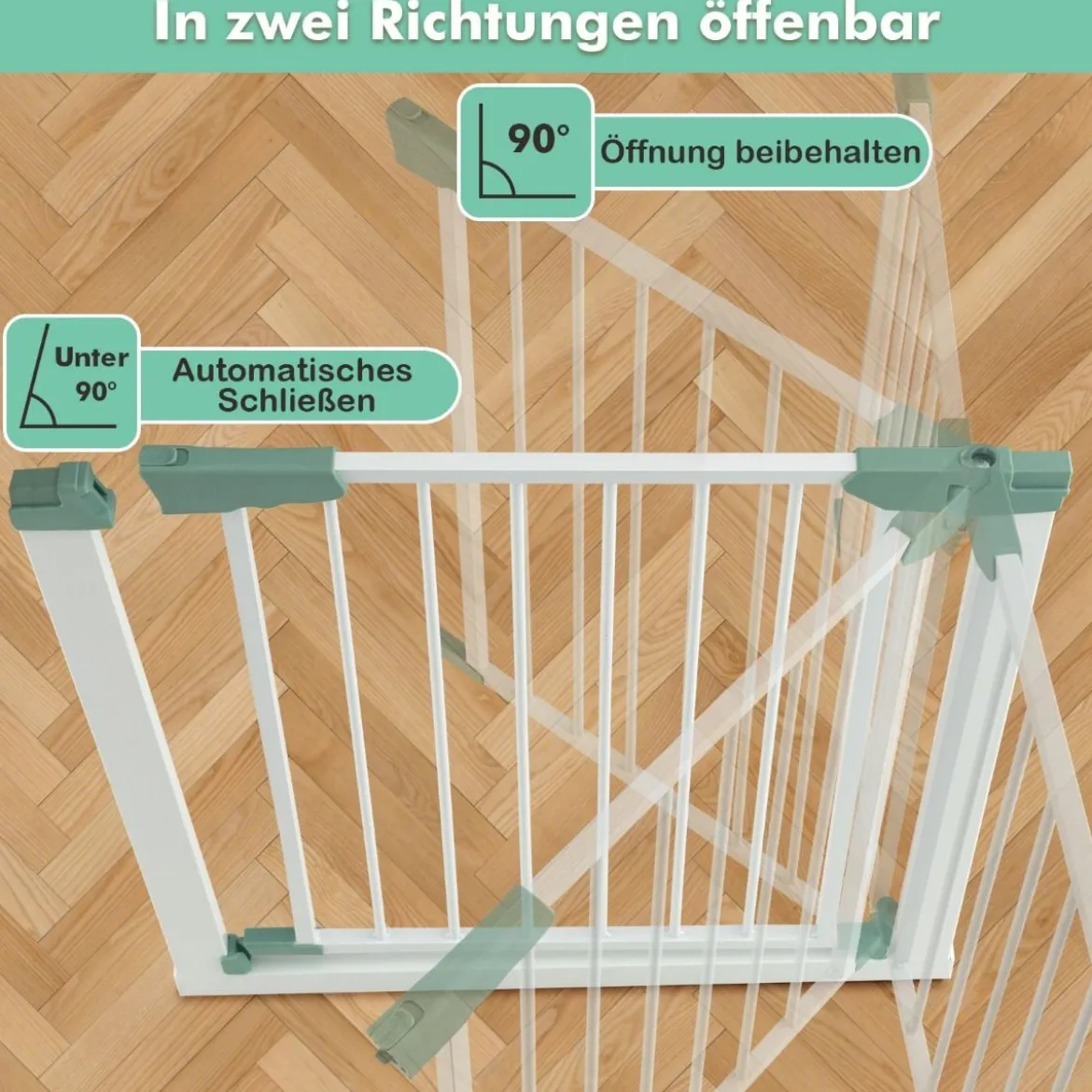 Türschutzgitter Baby 76-83 cm Sicherheitsgitter aus Metall Weiß