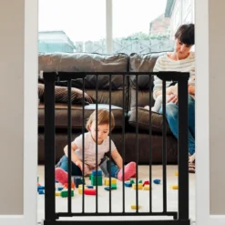 Türschutzgitter Baby 76-83 cm Sicherheitsgitter aus Metall Schwarz