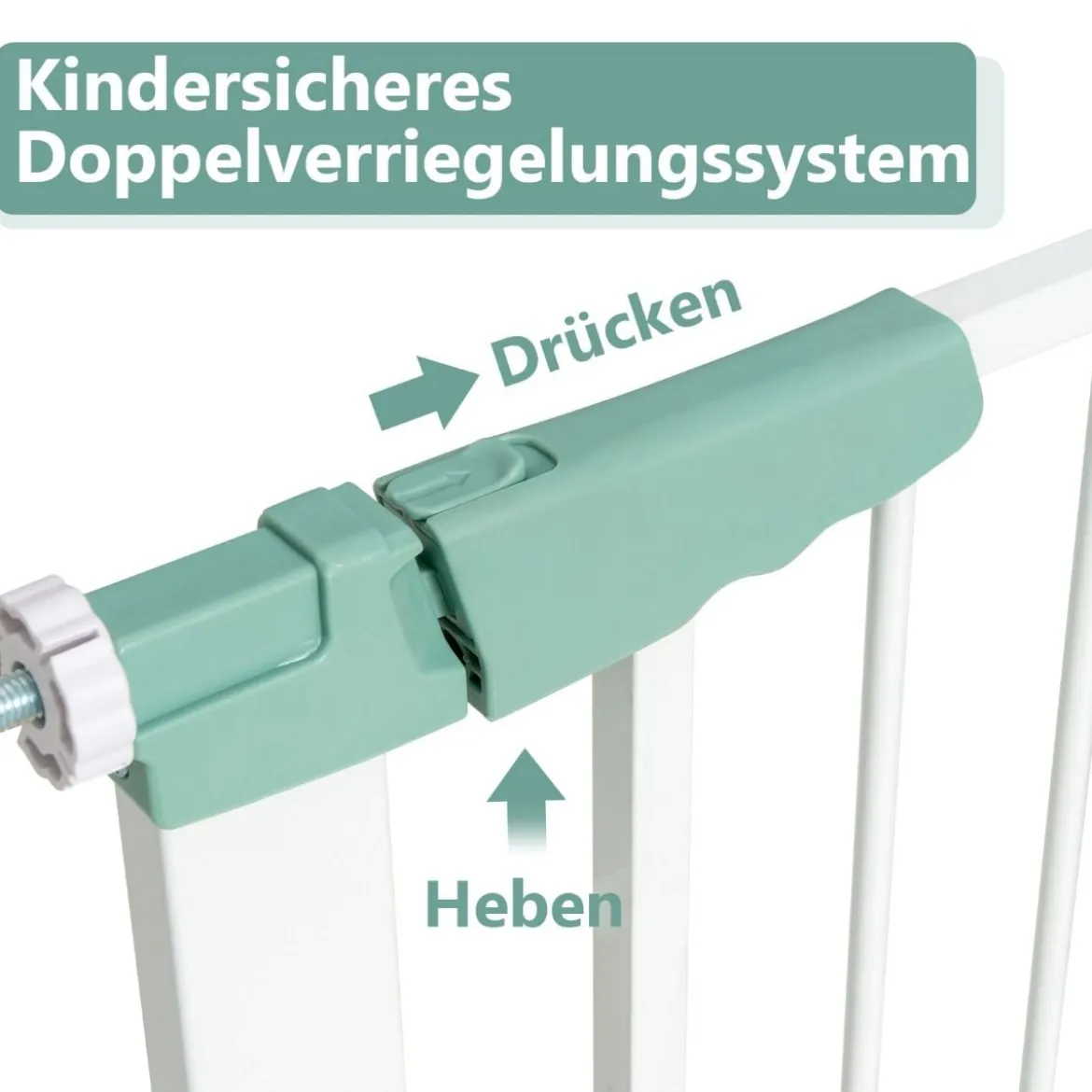 Türschutzgitter Baby 80-132cm Treppenschutzgitter aus Metall ohne Bohren 80-130 x 2 x 76 cm Weiß
