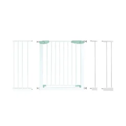 Türschutzgitter Baby 80-132cm Treppenschutzgitter aus Metall ohne Bohren 80-130 x 2 x 76 cm Weiß