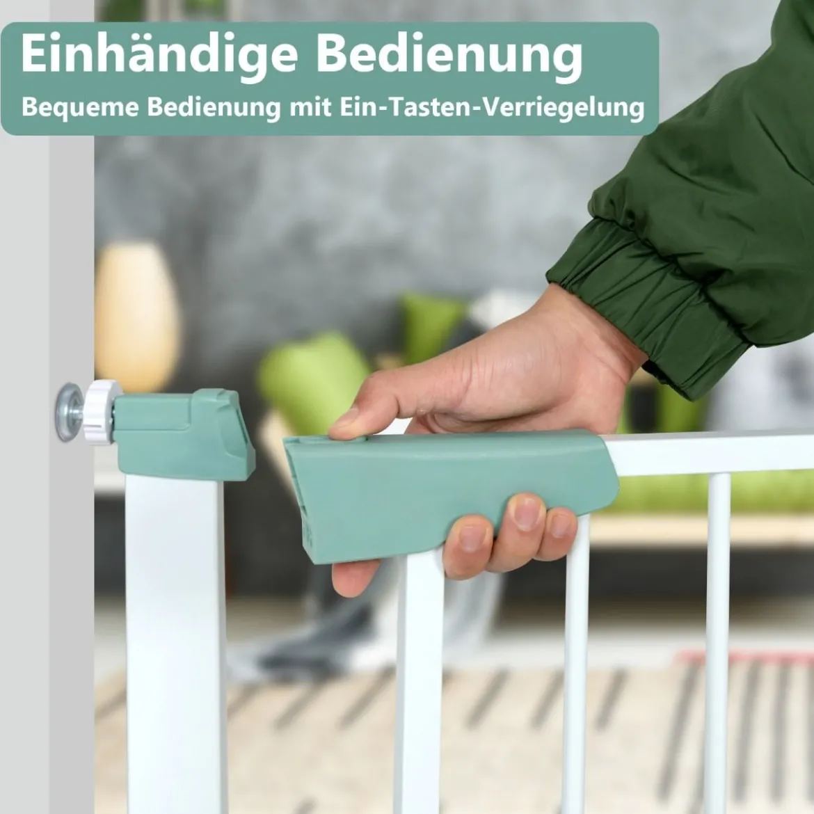 Türschutzgitter Baby 80-132cm Treppenschutzgitter aus Metall ohne Bohren 80-130 x 2 x 76 cm Weiß