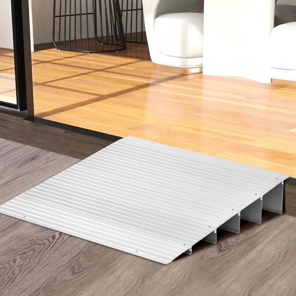 Türschwellenrampe 13 cm hohe Einstiegsrampe mit verstellbarem Aluminiumrahmen rutschfester Zugangsrampe