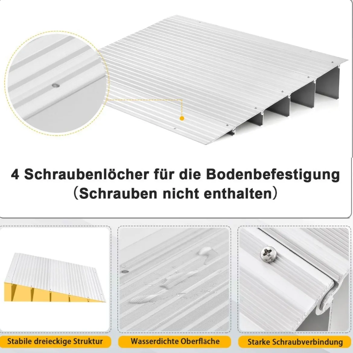 Türschwellenrampe 13 cm hohe Einstiegsrampe mit verstellbarem Aluminiumrahmen rutschfester Zugangsrampe