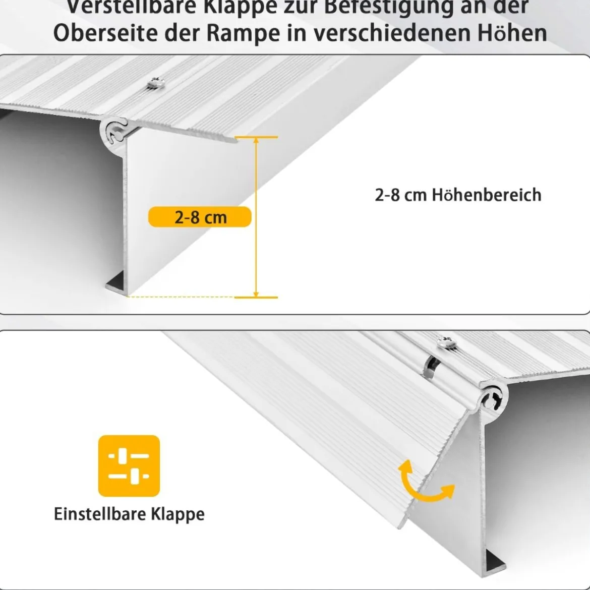 Türschwellenrampe 8,5 cm hohe Einstiegsrampe mit verstellbarem Aluminiumrahmen rutschfester Zugangsrampe