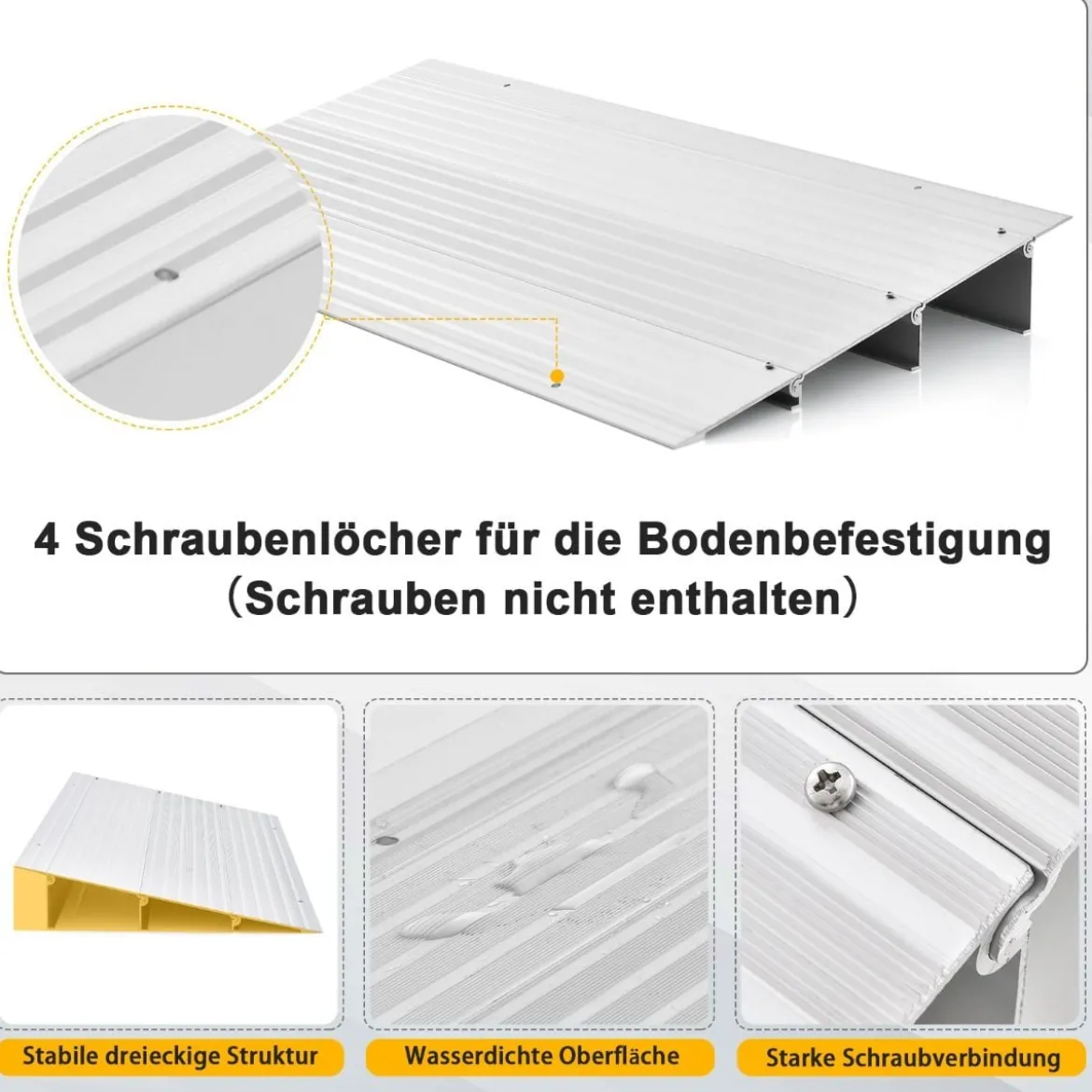 Türschwellenrampe 8,5 cm hohe Einstiegsrampe mit verstellbarem Aluminiumrahmen rutschfester Zugangsrampe