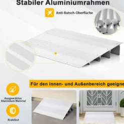 Türschwellenrampe 10,5 cm hohe Einstiegsrampe mit verstellbarem Aluminiumrahmen rutschfester Zugangsrampe
