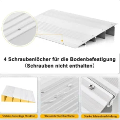 Türschwellenrampe 10,5 cm hohe Einstiegsrampe mit verstellbarem Aluminiumrahmen rutschfester Zugangsrampe