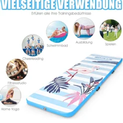 Turnmatte Gymnastik-Trainingsmatte mit elektrischer Luftpumpe 300 x 100 x 10 cm Blau