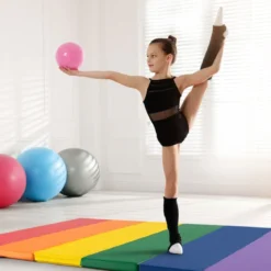 Turnmatte klappbar Weichbodenmatte Gymnastikmatte 5 fach faltbar aus PU mit Tragegriff 180 x 120 x 4 cm