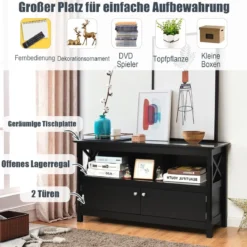 TV-Kommode TV Schrank Wohnzimmerschrank Sideboard Fernsehtisch Holz 112 x 40 x 61 cm Schwarz