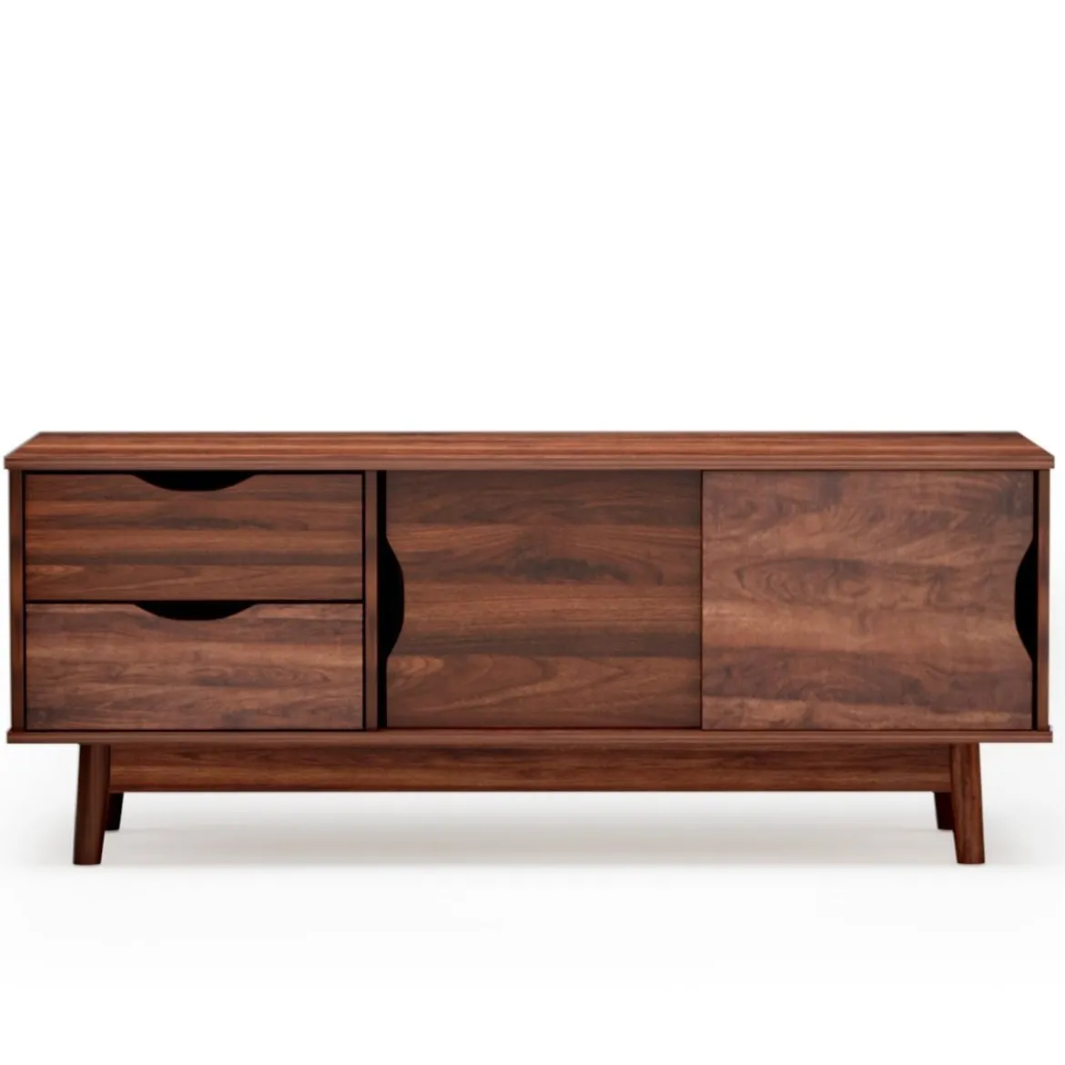 TV-Regal TV-Konsolenschrank für Fernseher bis zu 60 Zoll mit 2 Schubladen 120 x 45 x 45 cm Walnuss