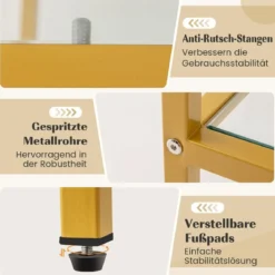 TV-Schrank Fernsehtisch für Fernseher bis zu 65 Zoll TV-Tisch Gold 147 x 40 x 62 cm