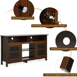 TV Schrank für Fernseher bis zu 65 Zoll 2 in 1 TV Ständer & Kaminschrank 147 x 40 x 81,5 cm Walnuss