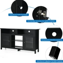 TV Schrank für Fernseher bis zu 65 Zoll 2 in 1 TV Ständer & Kaminschrank 147 x 40 x 81,5 cm Schwarz