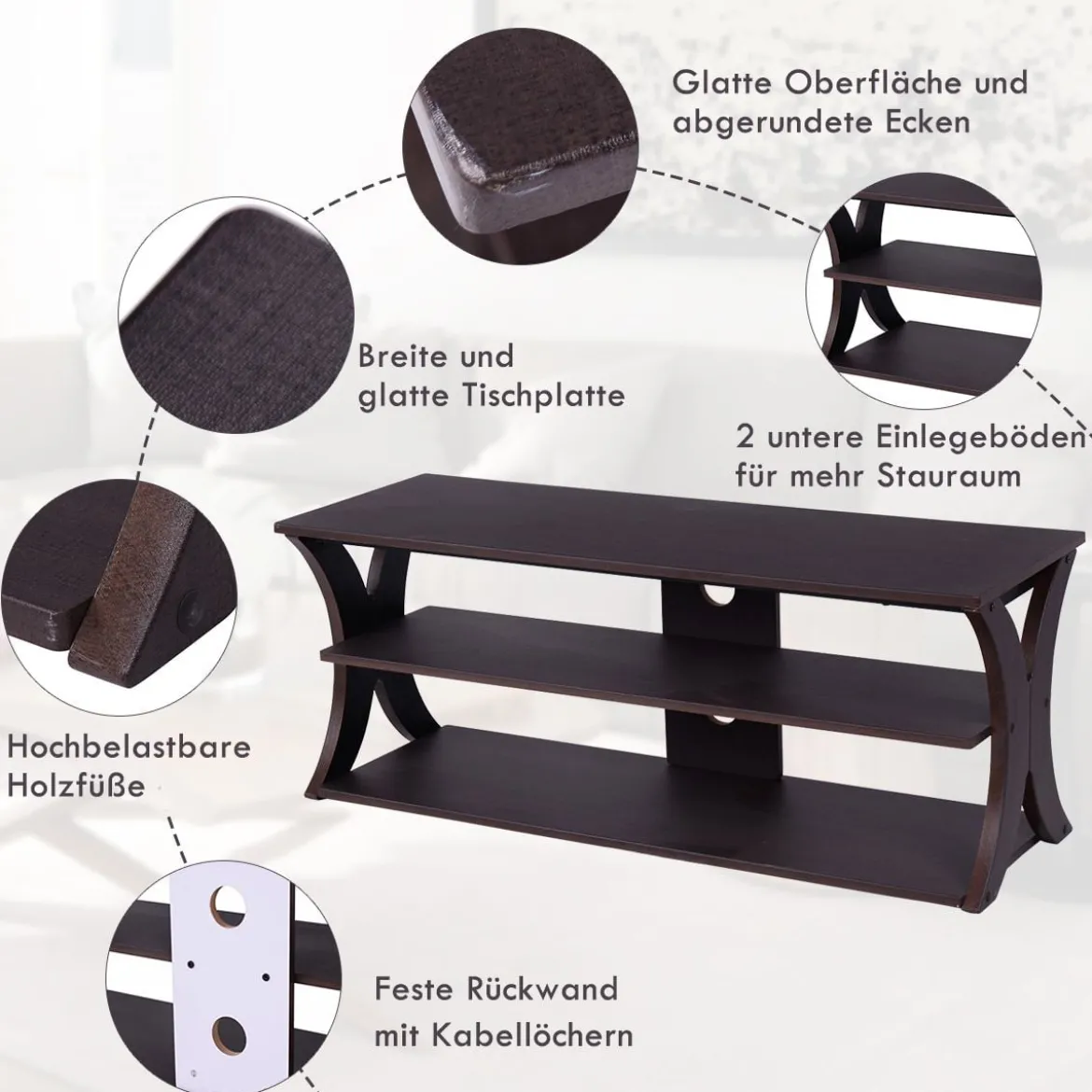 TV-Schrank für Fernseher bis zu 47" Medien-Konsolentisch 115 x 40 x 45 cm