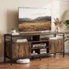 TV-Schrank Lowboard für 65" Fernseher mit 2 Schränke & 4 offene Regale Rustikal Braun