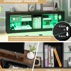 TV Schrank mit LED Beleuchtung für Fernseher bis 65 Zoll Modernes Entertainment Center