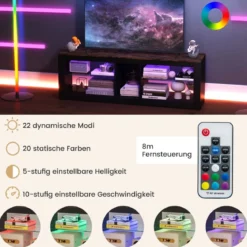 TV Schrank mit LED Beleuchtung für Fernseher bis 65 Zoll Modernes Entertainment Center