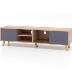 TV Schrank mit Offenem Regal & 2 Schränken TV Lowboard für TVs bis 65 Zoll Fernsehschrank