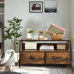 TV-Schrank mit 3 Schubladen und Ablage aus Holz für Wohnzimmer 93x39x48,5 cm