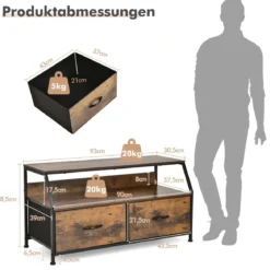 TV-Schrank mit 3 Schubladen und Ablage aus Holz für Wohnzimmer 93x39x48,5 cm