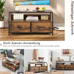TV-Schrank mit 3 Schubladen und Ablage aus Holz für Wohnzimmer 93x39x48,5 cm