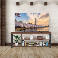 TV-Ständer Fernseher Fernsehtisch mit Regale Sideboard Wohnzimmerschrank Braun