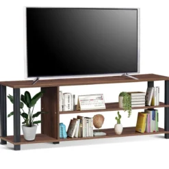 TV-Ständer Fernseher Fernsehtisch mit Regale Sideboard Wohnzimmerschrank Braun