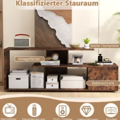 TV-Ständer für Fernseher bis zu 55 Zoll mit Ablageflächen & Schrank TV Schrank Lowboard