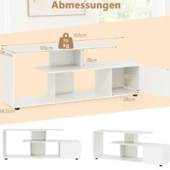 TV-Ständer für Fernseher bis zu 55 Zoll mit Ablageflächen & Schrank TV Schrank Lowboard