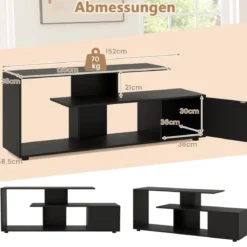 TV-Ständer für Fernseher bis zu 55 Zoll mit Ablageflächen & Schrank TV Schrank Lowboard