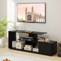 TV-Ständer für Fernseher bis zu 55 Zoll mit Ablageflächen & Schrank TV Schrank Lowboard