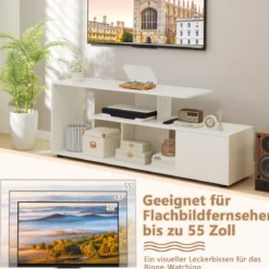 TV-Ständer für Fernseher bis zu 55 Zoll mit Ablageflächen & Schrank TV Schrank Lowboard