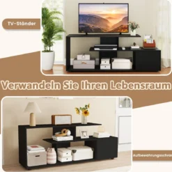 TV-Ständer für Fernseher bis zu 55 Zoll mit Ablageflächen & Schrank TV Schrank Lowboard