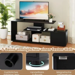 TV-Ständer für Fernseher bis zu 55 Zoll mit Ablageflächen & Schrank TV Schrank Lowboard