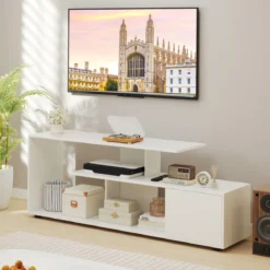 TV-Ständer für Fernseher bis zu 55 Zoll mit Ablageflächen & Schrank TV Schrank Lowboard