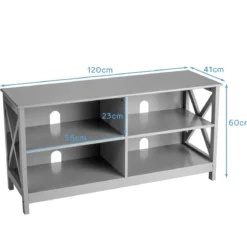 TV-Ständer für TVs 3-stufige Industrielle Kommode für Wohnzimmer 120 x 41 x 60 cm Grau