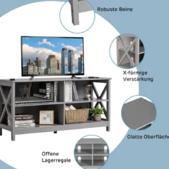 TV-Ständer für TVs 3-stufige Industrielle Kommode für Wohnzimmer 120 x 41 x 60 cm Grau