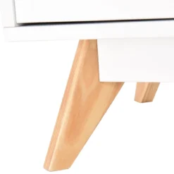 TV-Ständer für 60-Zoll-Fernseher Moderner TV-Konsolentisch mit Stauraum Massivholzfüße Weiß