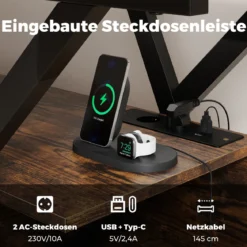 TV-Ständer für 65-Zoll-Fernseher 3-stufiges Entertainment-Center mit LED-Leuchten Schwarz/Rustikal Braun