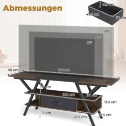 TV-Ständer für 65-Zoll-Fernseher 3-stufiges Entertainment-Center mit LED-Leuchten Schwarz/Rustikal Braun