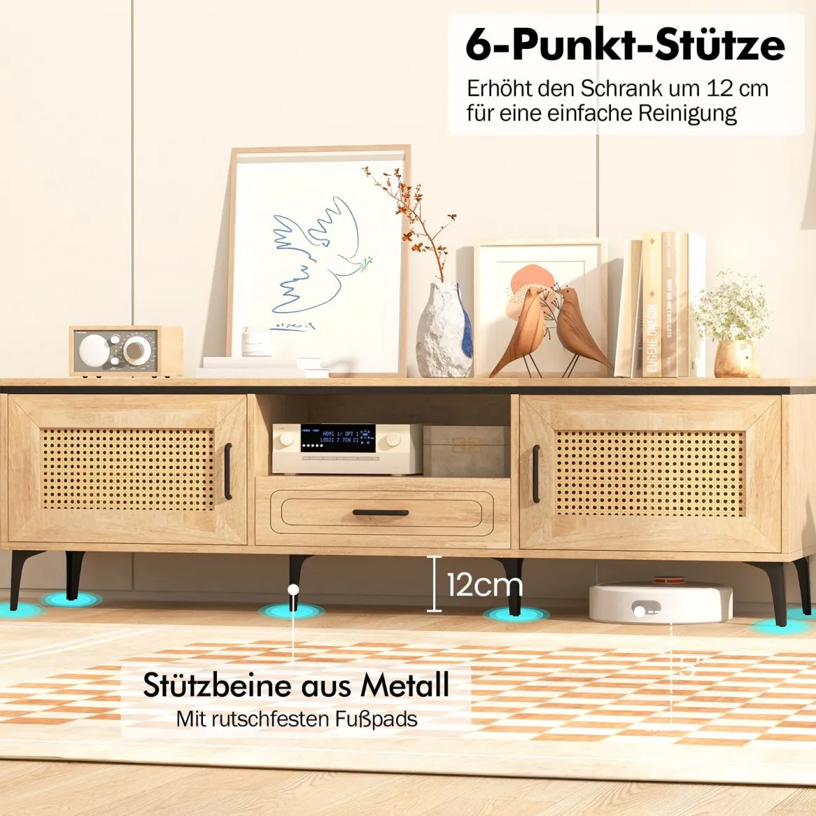 TV-Ständer für 65 Zoll Fernsehgeräte TV-Schrankmit 2 Türen & Schublade Lowboard Fernsehschrank