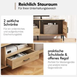 TV-Ständer für 65 Zoll Fernsehgeräte TV-Schrankmit 2 Türen & Schublade Lowboard Fernsehschrank