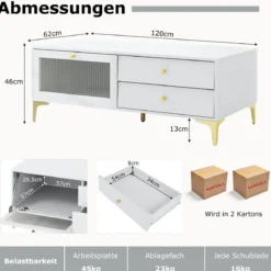 TV-Ständer für 55 Zoll Fernseh mit Schubladen Konsolenschrank Fernsehschrank TV Konsole