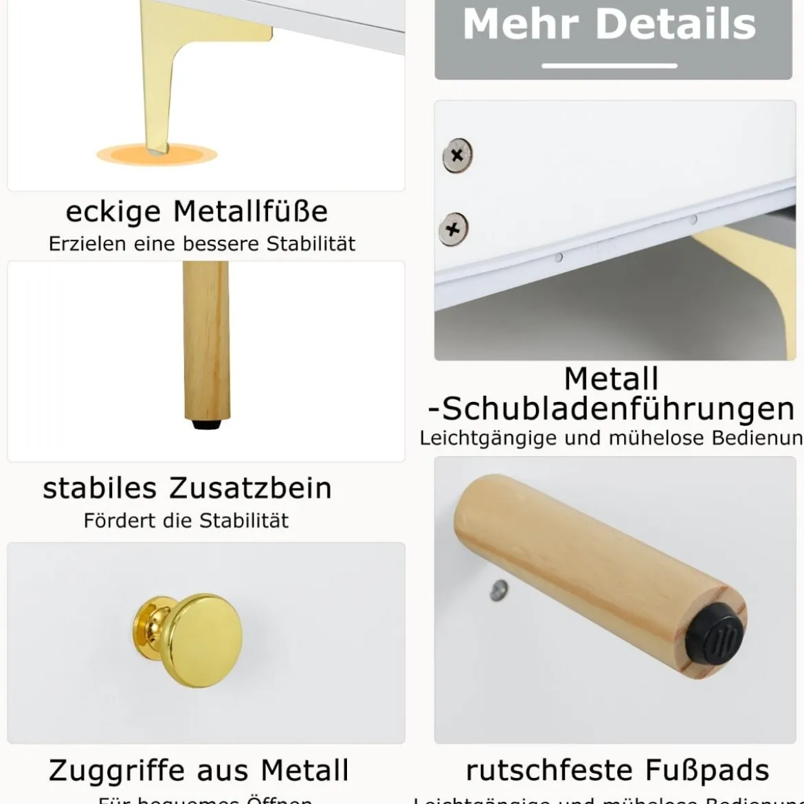 TV-Ständer für 55 Zoll Fernseh mit Schubladen Konsolenschrank Fernsehschrank TV Konsole