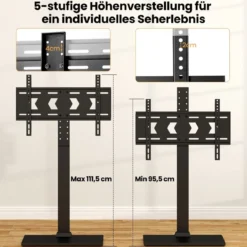 TV Ständer TV Standfuss für 32-70 Zoll Fernseher bis 50 kg Fernsehständer Höhenverstellbar Schwarz