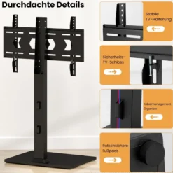 TV Ständer TV Standfuss für 32-70 Zoll Fernseher bis 50 kg Fernsehständer Höhenverstellbar Schwarz