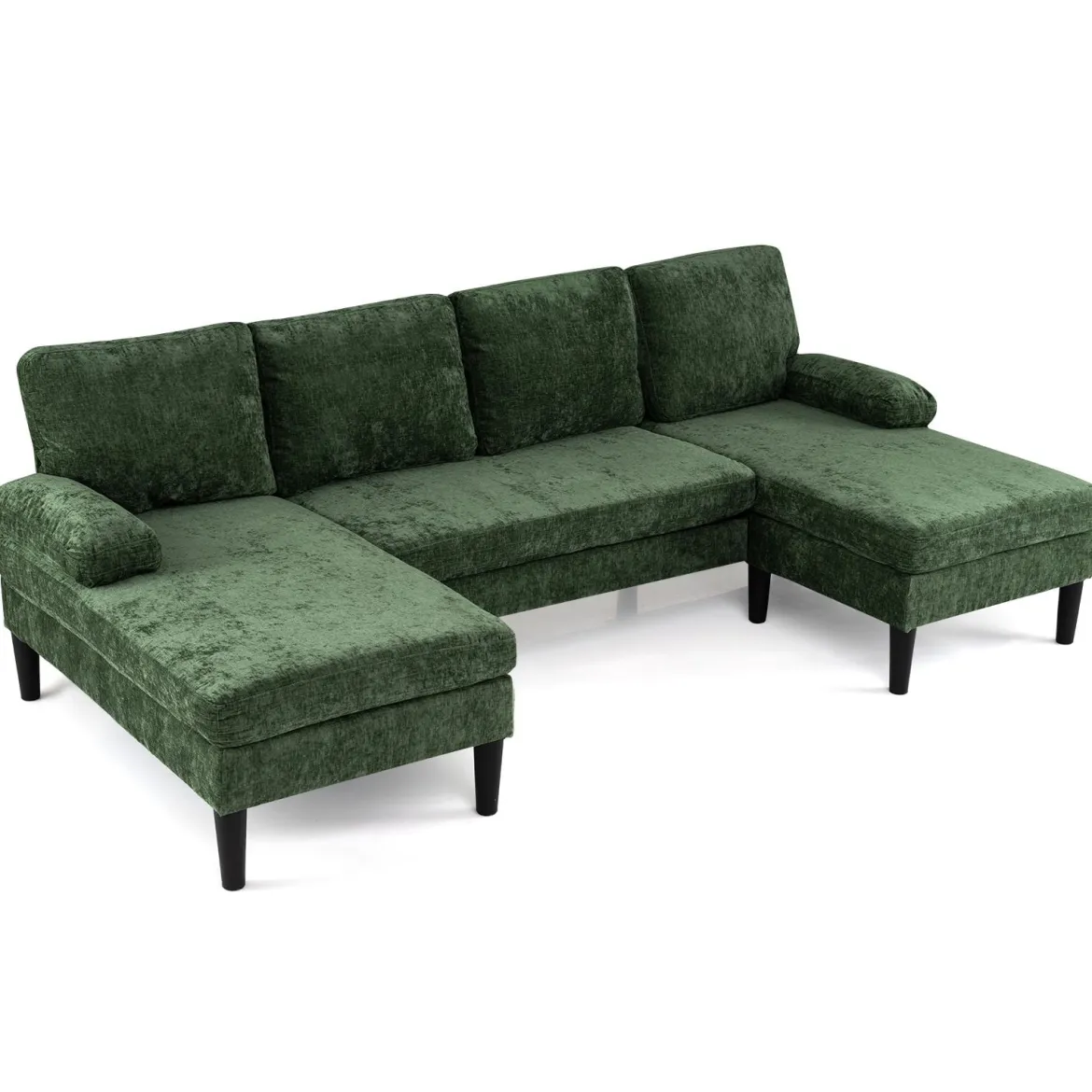 U-förmige Couch für 5-6 Sitzer Clound Ecksofa mit Bezug aus Cordstoff Modernes Schlafsofa Grün