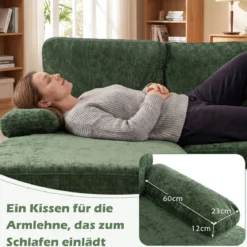 U-förmige Couch für 5-6 Sitzer Clound Ecksofa mit Bezug aus Cordstoff Modernes Schlafsofa Grün